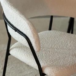 Made in Meubles Chaise<Chaise arrondie tissu bouclette blanche Kanoa (lot de 2)