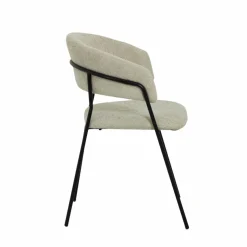 Made in Meubles Chaise<Chaise arrondie tissu écru Kanoa (lot de 2)