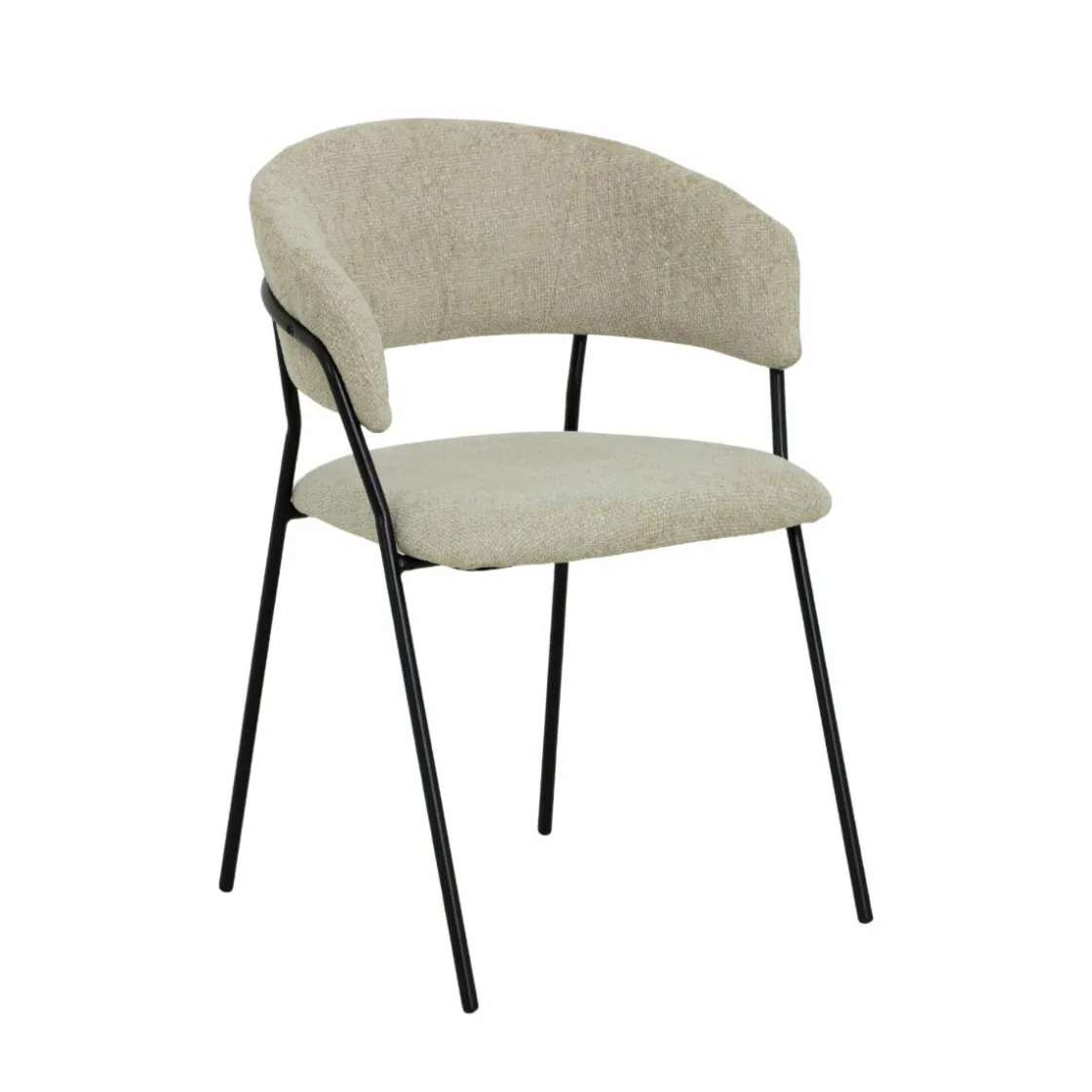 Made in Meubles Chaise<Chaise arrondie tissu écru Kanoa (lot de 2)