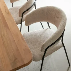 Made in Meubles Chaise<Chaise arrondie tissu écru Kanoa (lot de 2)