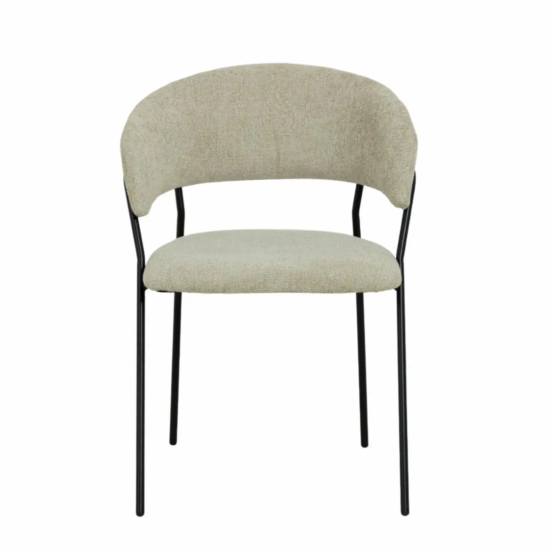 Made in Meubles Chaise<Chaise arrondie tissu écru Kanoa (lot de 2)