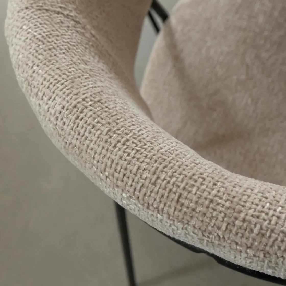 Made in Meubles Chaise<Chaise arrondie tissu écru Kanoa (lot de 2)