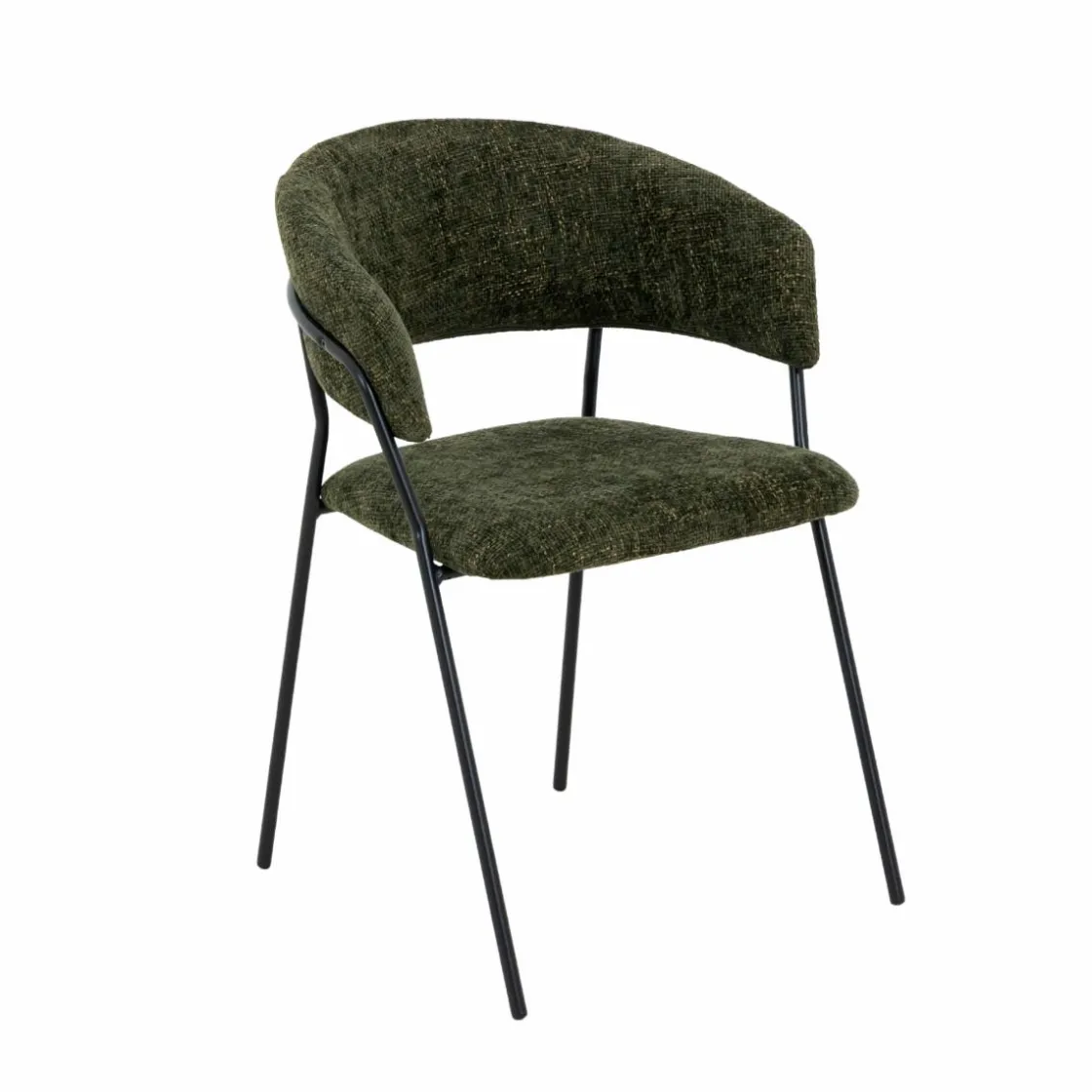 Made in Meubles Chaise<Chaise arrondie tissu vert Kanoa (lot de 2)