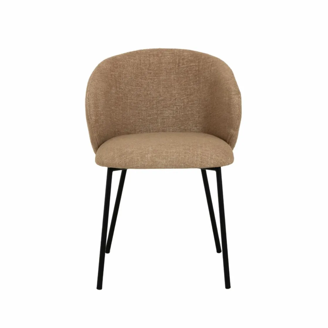 Made in Meubles Chaise<Chaise avec accoudoirs ronds en tissu sable et pieds en métal Cléa (lot de 2)