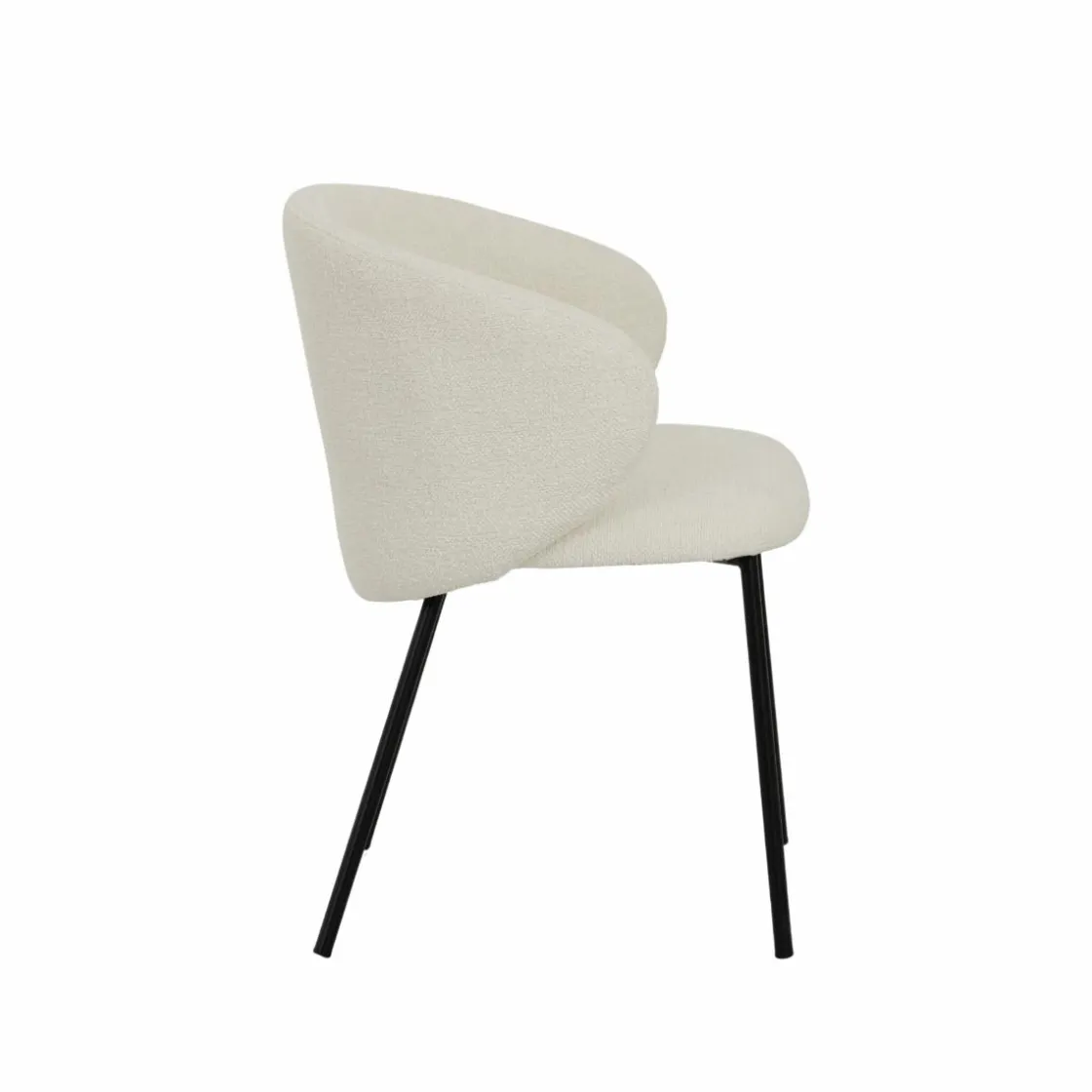 Made in Meubles Chaise<Chaise avec accoudoirs ronds en tissu bouclette écru clair et pieds en métal Cléa (lot de 2)