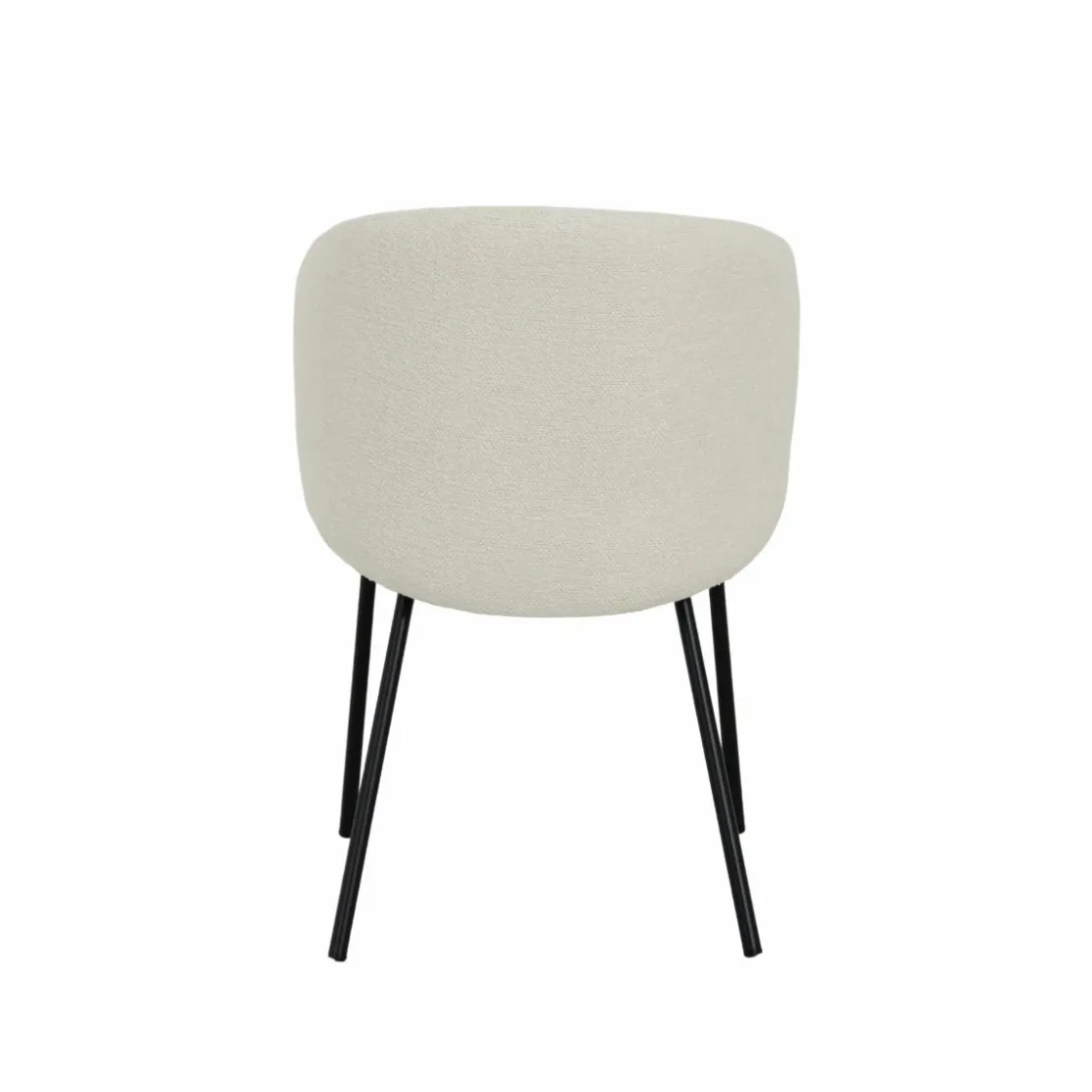 Made in Meubles Chaise<Chaise avec accoudoirs ronds en tissu bouclette écru clair et pieds en métal Cléa (lot de 2)