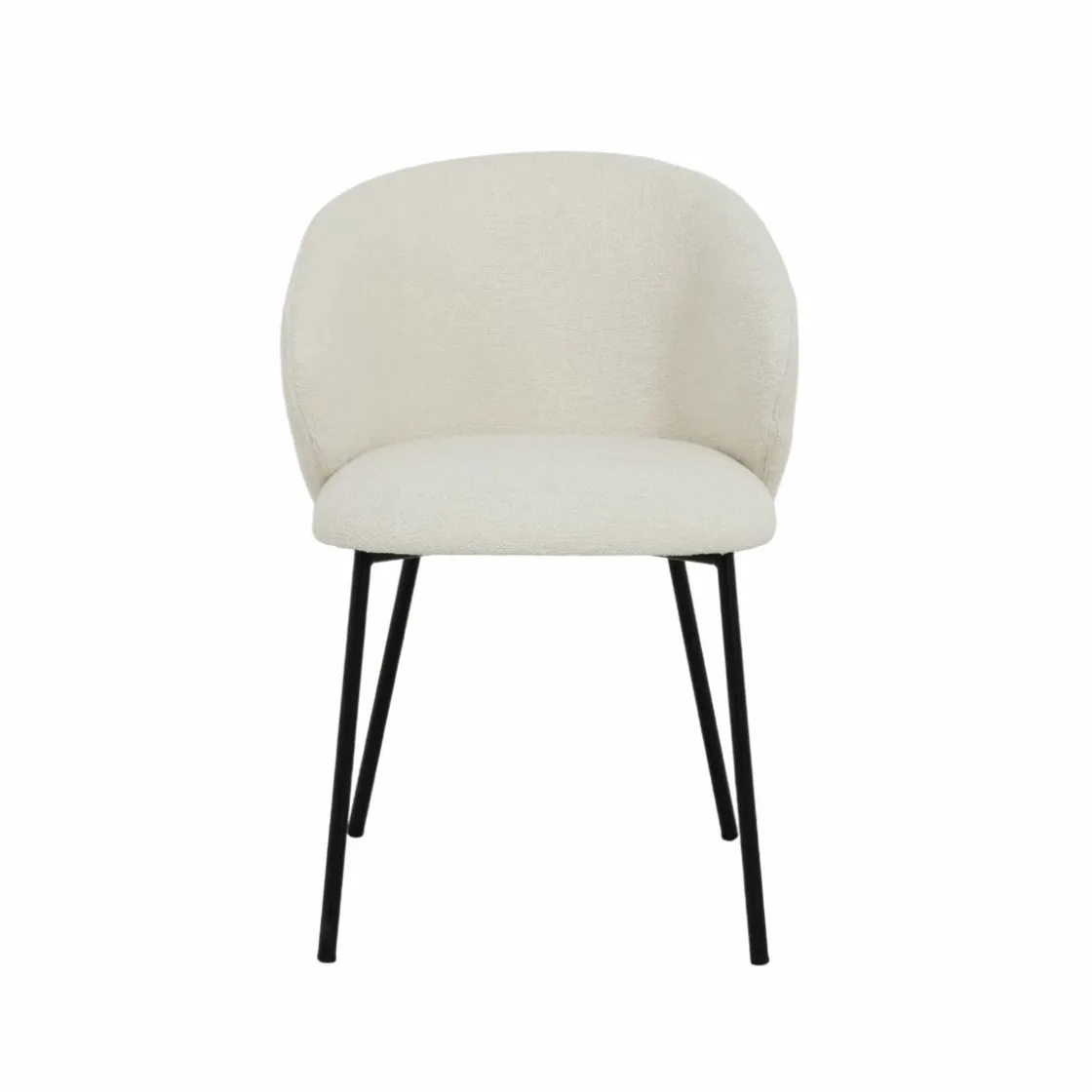 Made in Meubles Chaise<Chaise avec accoudoirs ronds en tissu bouclette écru clair et pieds en métal Cléa (lot de 2)