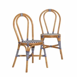 Made in Meubles Chaise<Chaise bistrot en rotin bleue Elynne (lot de 2)