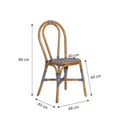 Made in Meubles Chaise<Chaise bistrot en rotin bleue Elynne (lot de 2)