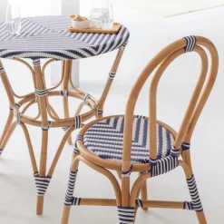 Made in Meubles Chaise<Chaise bistrot en rotin bleue Elynne (lot de 2)