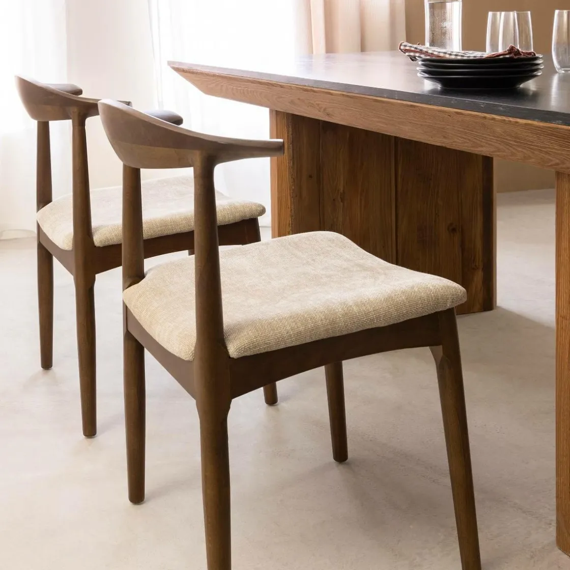 Made in Meubles Chaise<Chaise bois hêtre foncé Aline (lot de 2)