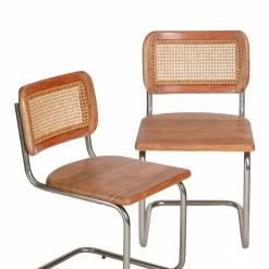 Made in Meubles Chaise<Chaise cantilever en bois d'acacia et cannage Prune (lot de 2)
