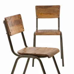 Made in Meubles Chaise<Chaise d'écolier en bois de manguier Marcus (lot de 2)