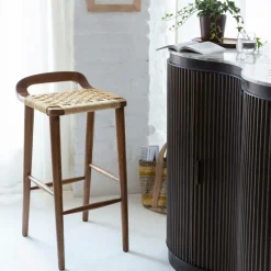 Made in Meubles Tabouret De Bar<Chaise de bar en bois de manguier Suzanna