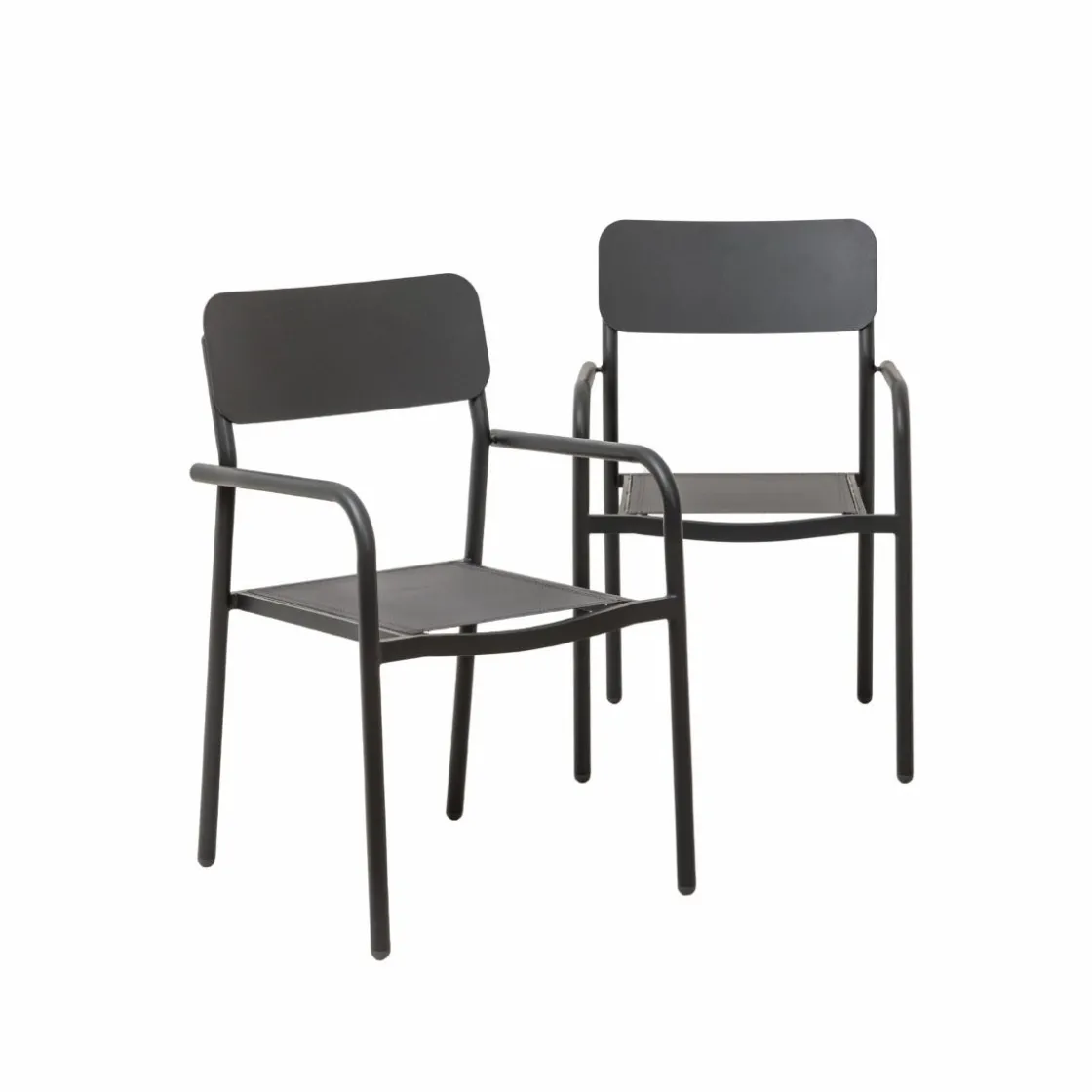 Made in Meubles Chaise De Jardin<Chaise de jardin en aluminium gris Kaïa (lot de 2)