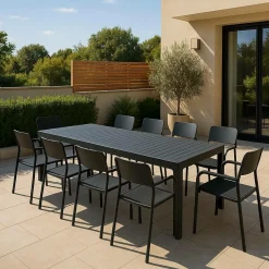 Made in Meubles Chaise De Jardin<Chaise de jardin en aluminium gris Kaïa (lot de 2)