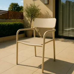 Made in Meubles Chaise De Jardin<Chaise de jardin en aluminium taupe Kaïa (lot de 2)