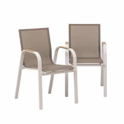 Made in Meubles Chaise De Jardin<Chaise de jardin taupe en aluminium Ayden (lot de 2)