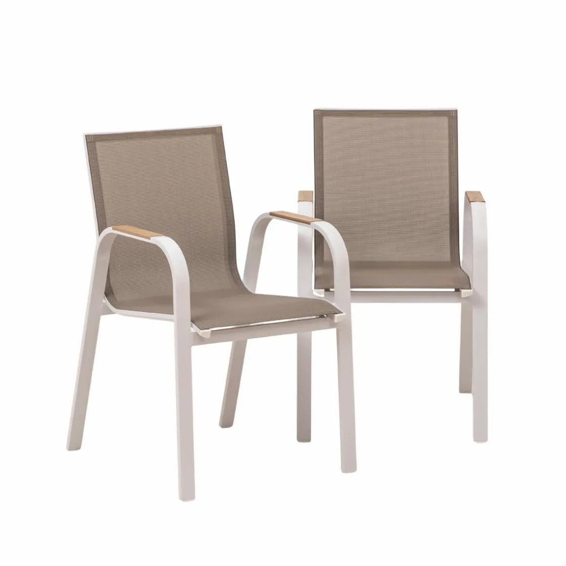 Made in Meubles Chaise De Jardin<Chaise de jardin taupe en aluminium Ayden (lot de 2)