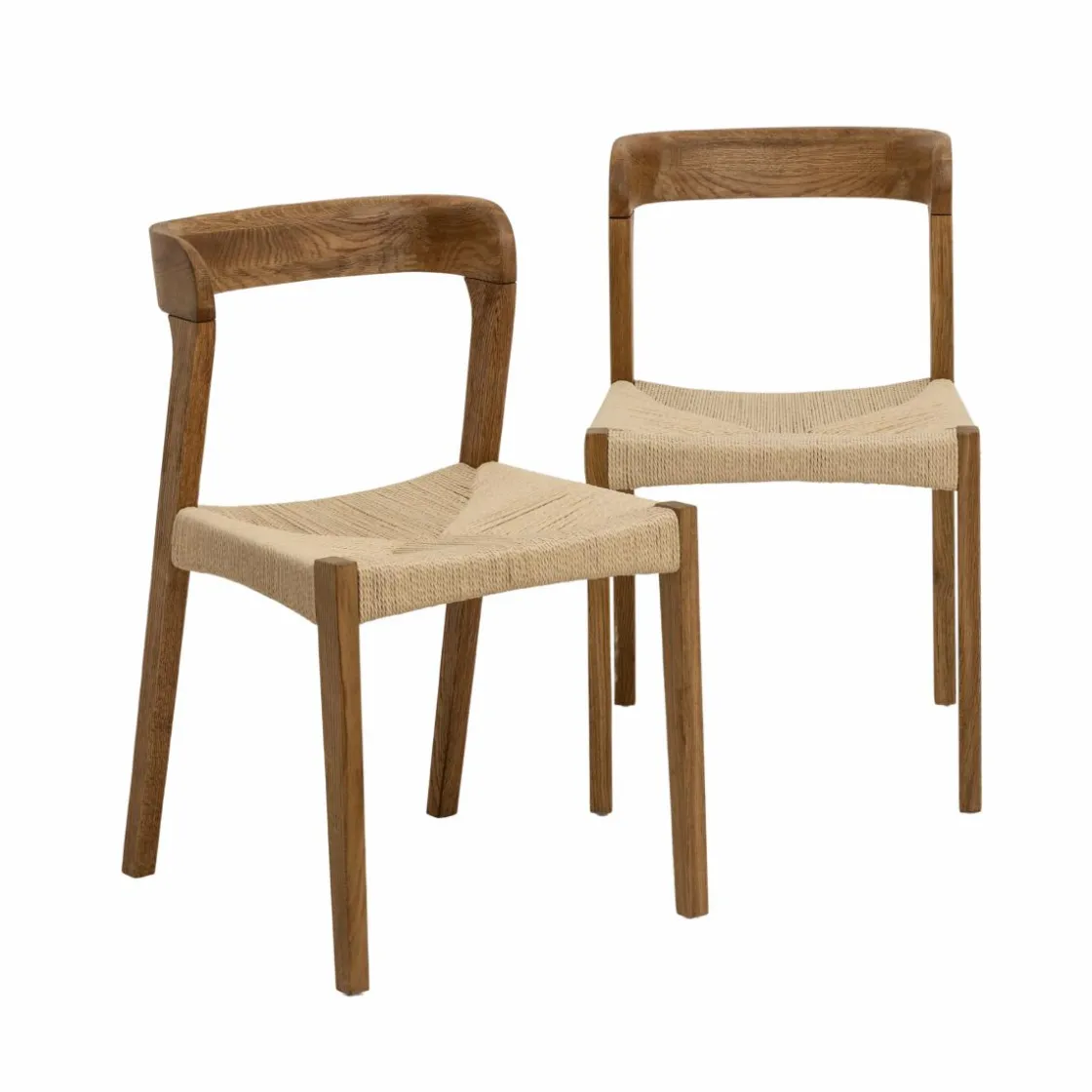 Made in Meubles Chaise<Chaise en bois de chêne et en corde Auren (lot de 2)