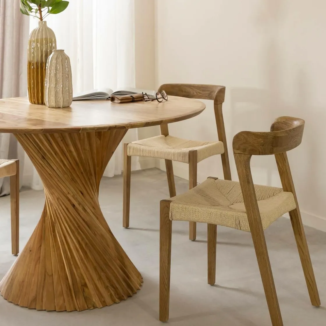 Made in Meubles Chaise<Chaise en bois de chêne et en corde Auren (lot de 2)