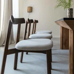 Made in Meubles Chaise<Chaise en bois de frêne foncé et tissu gris Aline (lot de 2)