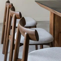 Made in Meubles Chaise<Chaise en bois de frêne foncé et tissu gris Aline (lot de 2)