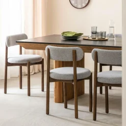 Made in Meubles Chaise<Chaise en bois de hêtre foncé et tissu Aline (lot de 2)