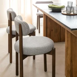 Made in Meubles Chaise<Chaise en bois de hêtre foncé et tissu Aline (lot de 2)