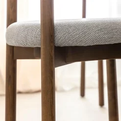 Made in Meubles Chaise<Chaise en bois de hêtre foncé et tissu Aline (lot de 2)