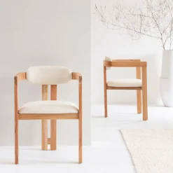 Made in Meubles Chaise<Chaise en bois de mindy et tissu bouclette Suzie (lot de 2)