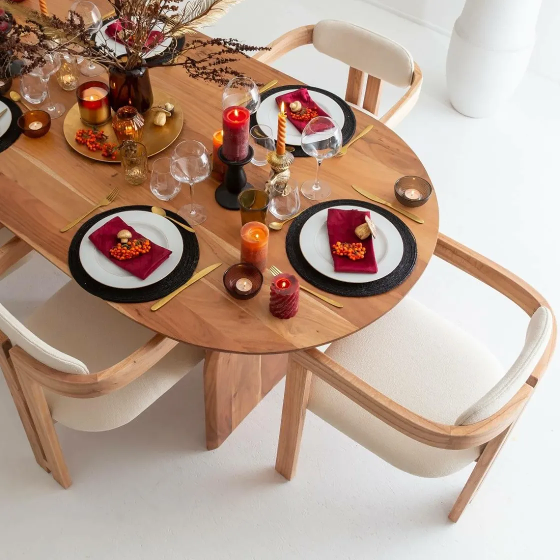 Made in Meubles Chaise<Chaise en bois de mindy et tissu bouclette Suzie (lot de 2)