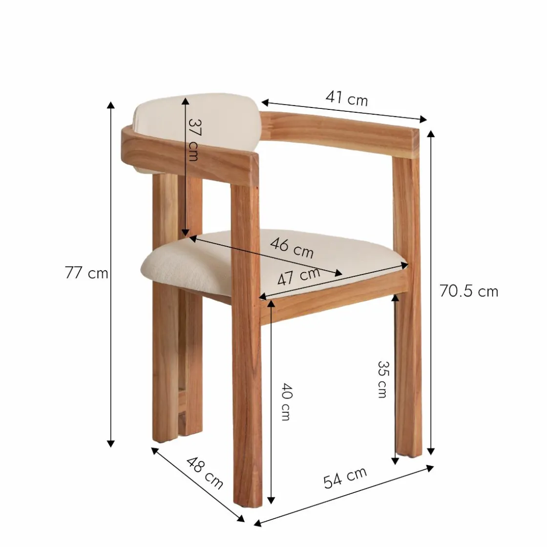 Made in Meubles Chaise<Chaise en bois de mindy et tissu bouclette Suzie (lot de 2)