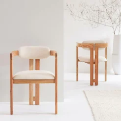 Made in Meubles Chaise<Chaise en bois de mindy et tissu bouclette Suzie (lot de 2)