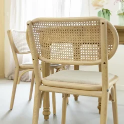 Made in Meubles Chaise<Chaise en bois d'orme clair et cannage Luzian (lot de 2)