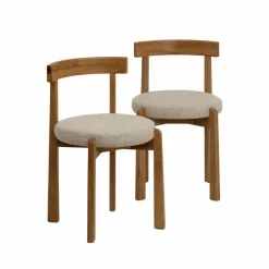 Made in Meubles Chaise<Chaise en bois d'orme et tissu bouclette gris Aline (lot de 2)