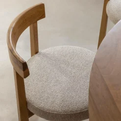 Made in Meubles Chaise<Chaise en bois d'orme et tissu bouclette gris Aline (lot de 2)