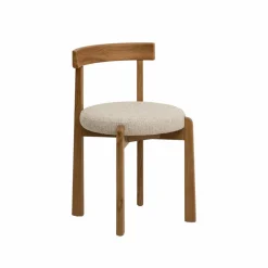 Made in Meubles Chaise<Chaise en bois d'orme et tissu bouclette gris Aline (lot de 2)