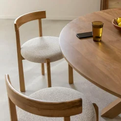 Made in Meubles Chaise<Chaise en bois d'orme et tissu bouclette gris Aline (lot de 2)