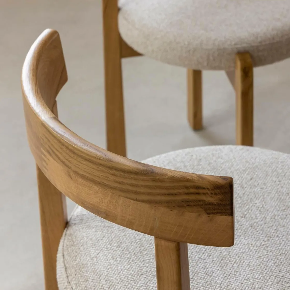 Made in Meubles Chaise<Chaise en bois d'orme et tissu bouclette gris Aline (lot de 2)