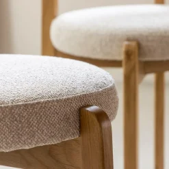 Made in Meubles Chaise<Chaise en bois d'orme et tissu bouclette gris Aline (lot de 2)