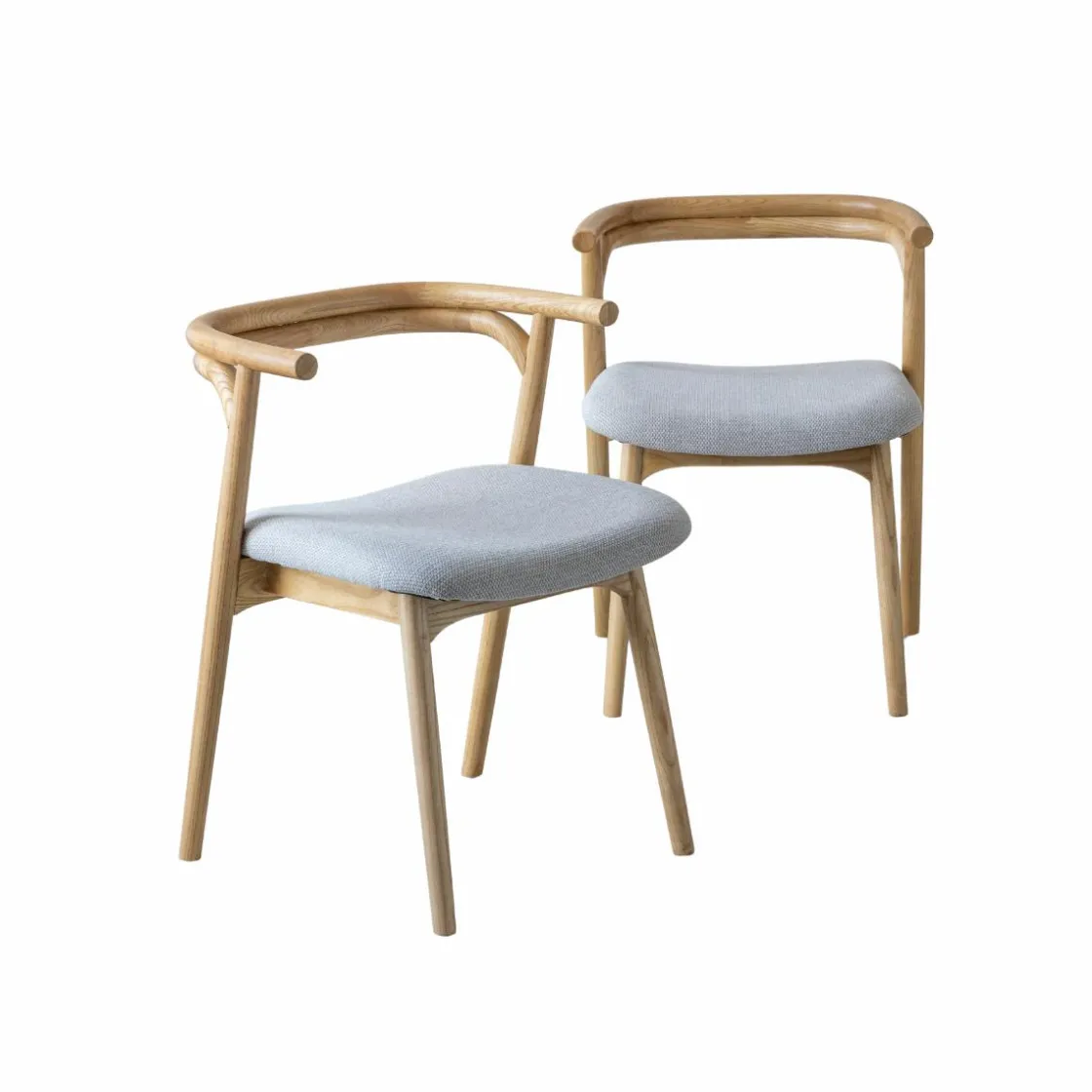 Made in Meubles Chaise<Chaise en bois d'orme et tissu gris Aline (lot de 2)