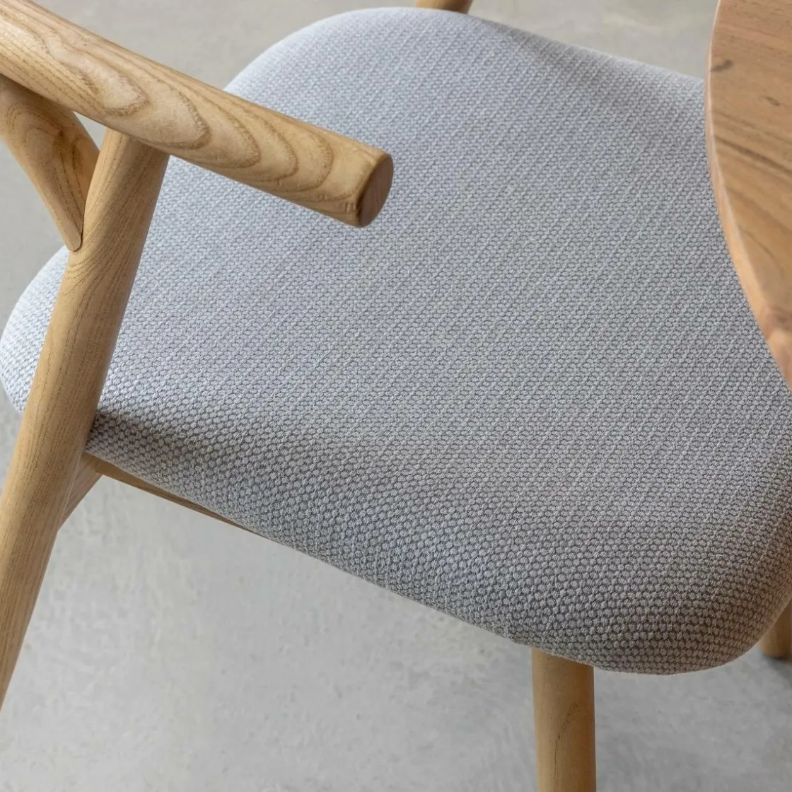 Made in Meubles Chaise<Chaise en bois d'orme et tissu gris Aline (lot de 2)