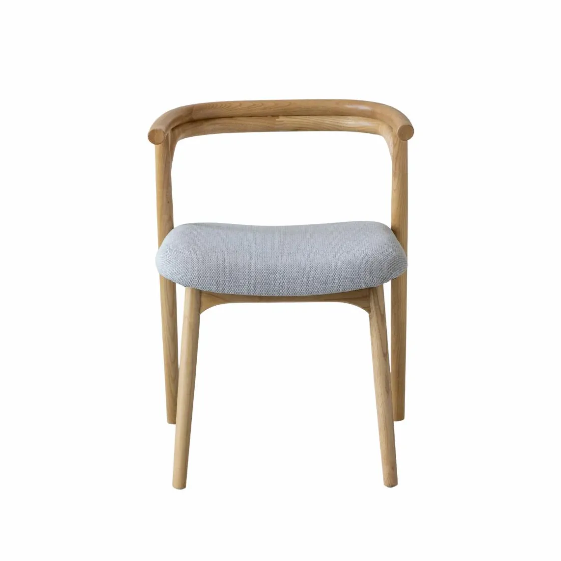 Made in Meubles Chaise<Chaise en bois d'orme et tissu gris Aline (lot de 2)