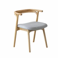 Made in Meubles Chaise<Chaise en bois d'orme et tissu gris Aline (lot de 2)