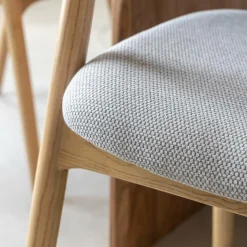 Made in Meubles Chaise<Chaise en bois d'orme et tissu gris Aline (lot de 2)