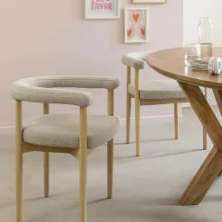 Made in Meubles Chaise<Chaise en bois d'orme et tissu gris Aline (lot de 2)