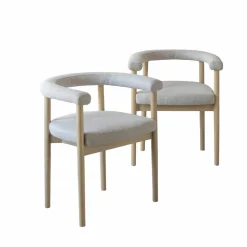 Made in Meubles Chaise<Chaise en bois d'orme et tissu gris Aline (lot de 2)