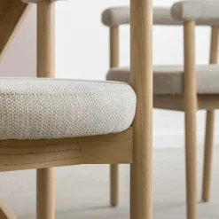 Made in Meubles Chaise<Chaise en bois d'orme et tissu gris Aline (lot de 2)