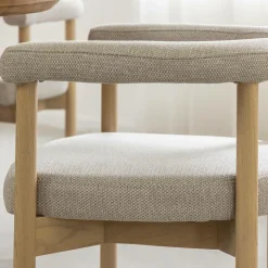 Made in Meubles Chaise<Chaise en bois d'orme et tissu gris Aline (lot de 2)